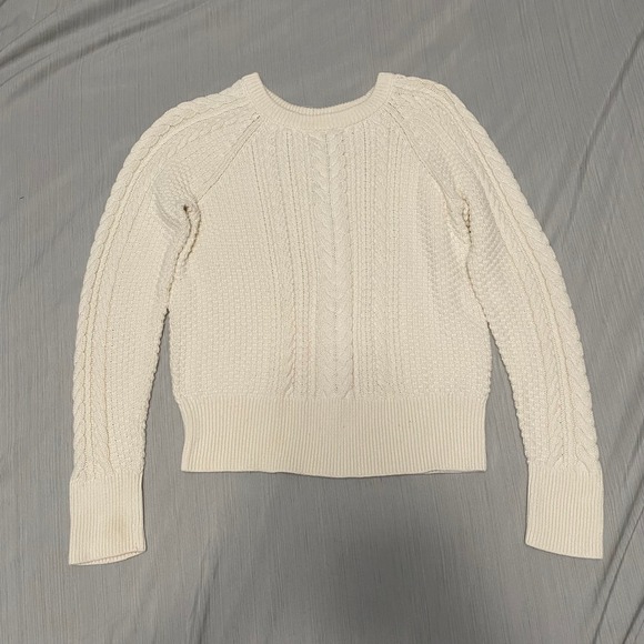 GAP Sweaters - Gap Women's White Cableknit Sweater M Preppy Fisherman Heritage Rory Academia